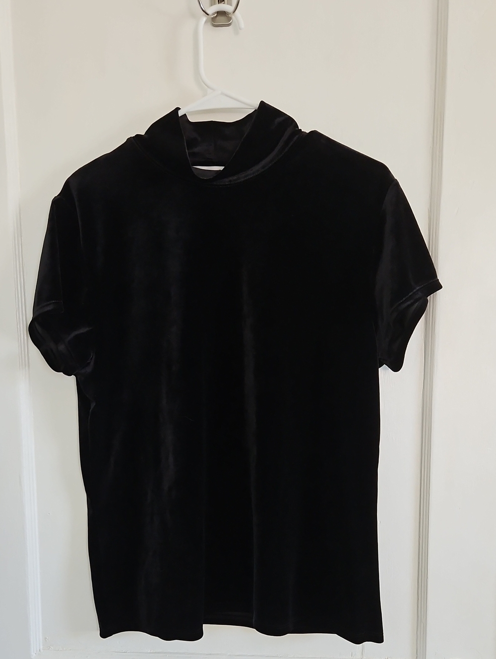 Coldwater Creek Black Velvet Short-Sleeve Tee With Turtleneck